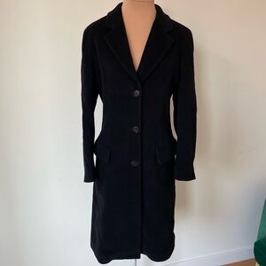 Sonia Speciale Vintage Black Wool Ribbed 3 Button Pointed Collar Overcoat 40/4